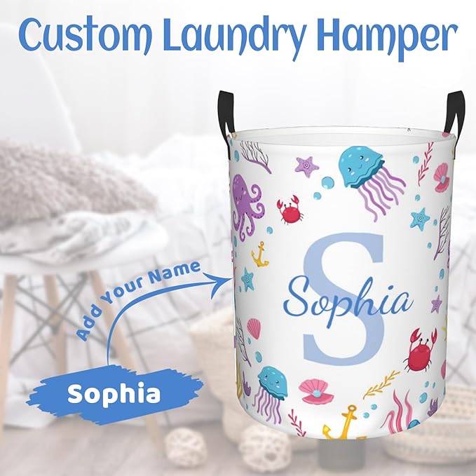 Customization Name laundry Basket Personalized Laundry Hamper with name, Custom Laundry Hamper with Name, Customized Name Laundry Basket with Handles Gifts for Men Women
