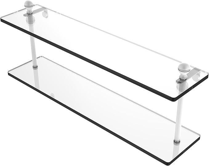 Allied Brass MA-2/22 Mambo Collection 22 Inch Two Tiered Glass Shelf, Matte White
