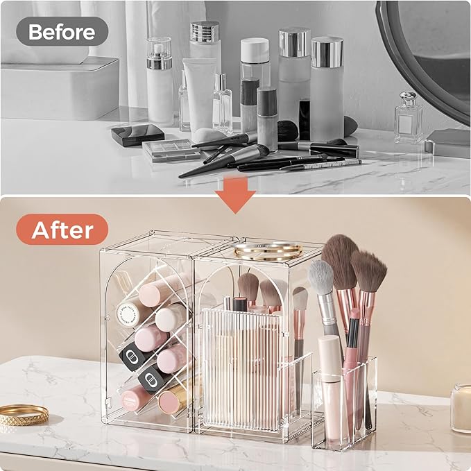 Modular Makeup Organizer, Clear Acrylic Cosmetic Storage Box with Drawer, Vanity Countertop Organizer for Makeup, Skincare and Beauty Accessories – Multiple Styles