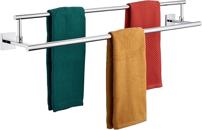 KOKOSIRI Towel Holder Polished Chrome 36 Inch Bathroom Double Bath Towel Bars Kitchen Rack Wall Mounted Stainless Steel B5009CH-L36