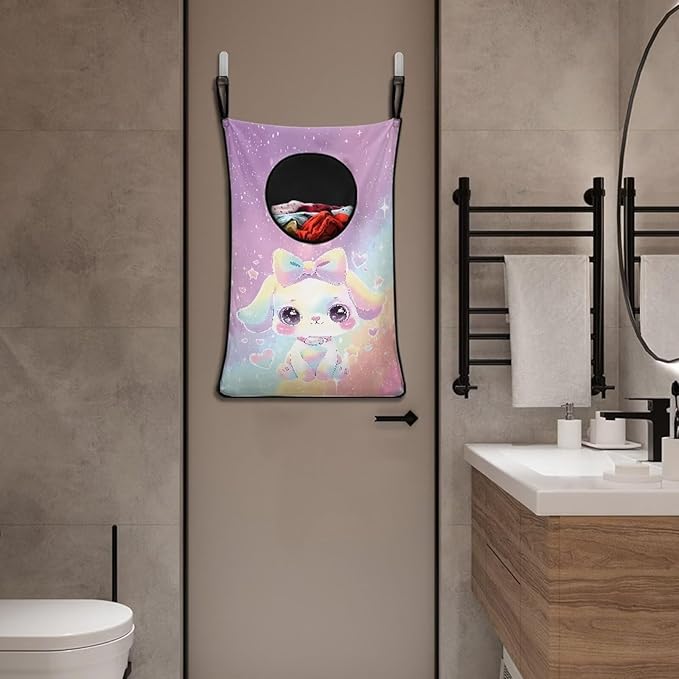 ZOUTAIRONG Hanging Laundry Bag Over The Door Laundry Hamper Laundry Basket Home Storage Organizers Clothes Hamper for Bedroom, Cute Dog Pattern