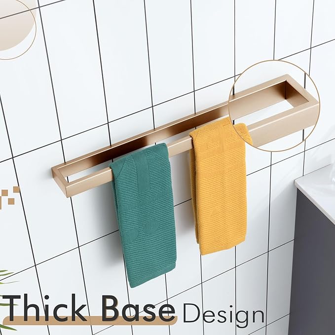 KOKOSIRI Towel Bar for Bathroom Wall Mount Bath Towel Holder 24-Inch Kitchen Rack Champagne Bronze Stainless Steel, 1 Pack B4008CPG-L24