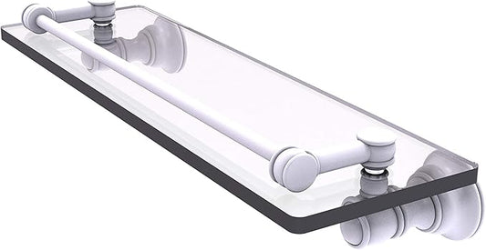 Allied Brass CL-1-16-GAL Carolina Collection 16 Inch Gallery Rail Glass Shelf, Matte White