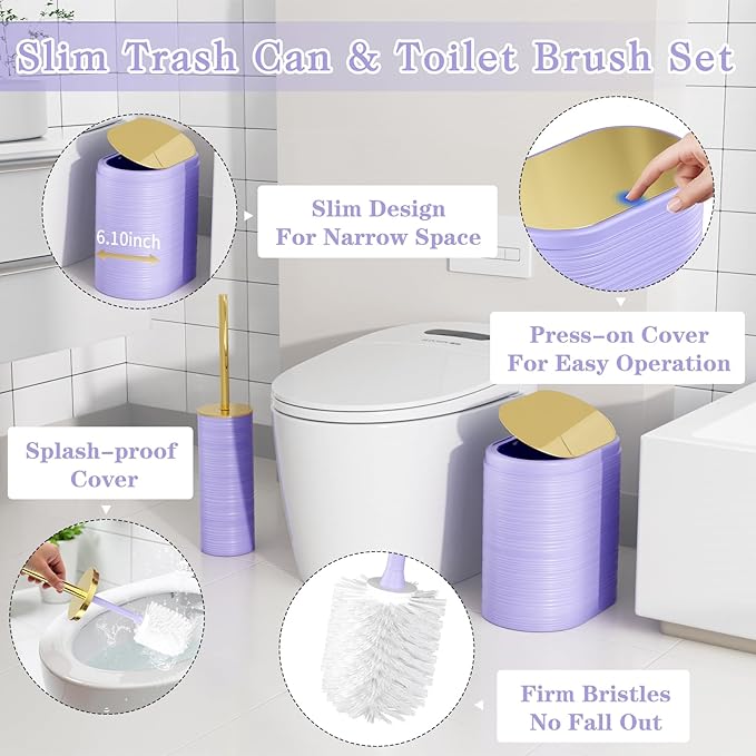 Bathroom Set - Bathroom Sets with Shower Curtain and Rugs, 25PC Bathroom Accessory Set, Purple Bathroom Accessories Set with Trash Can, Soap Dispensers