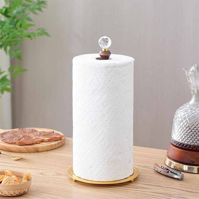 Wooden Shelf Bathroom Kitchen Storage Dispenser Stand Freestanding Metal Holder with Large Capacity Bathroom Organizer