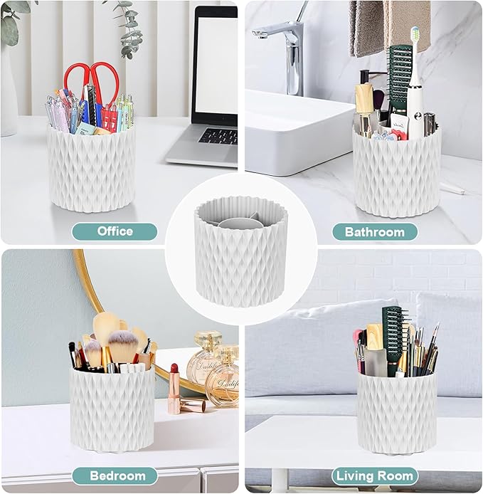 Makeup Organiser Brush Holder,360 Rotating Makeup Brush Holder and Organiser With 5 Slot,Makeup Brush Pot And Cup Makeup Container For Desktop Bathroom Countertop 5 Slot Makeup Brushes Container
