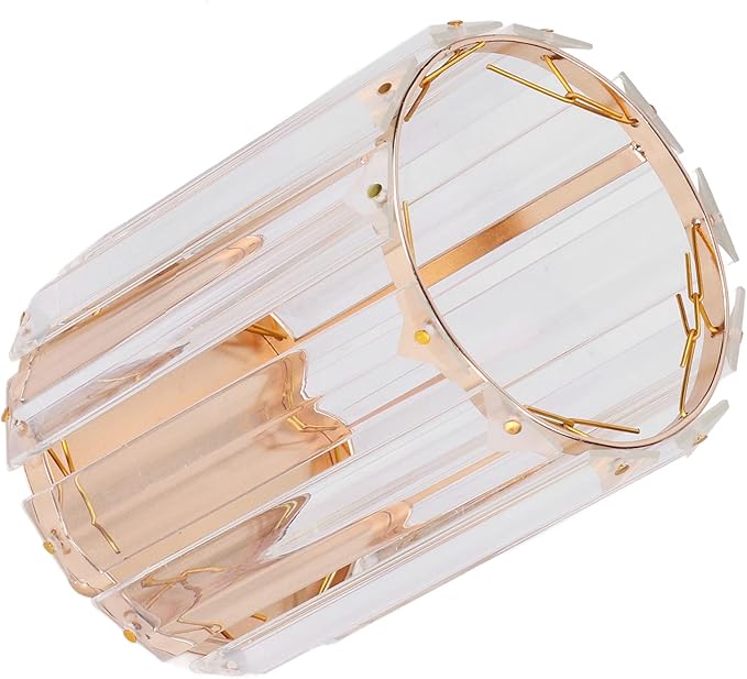 CDQL Cosmetic Brush Holder, Transparent Glass, Round Decorative Box, Pen Storage Organizer, Desktop Makeup Brush Container for Vanity (Gold)