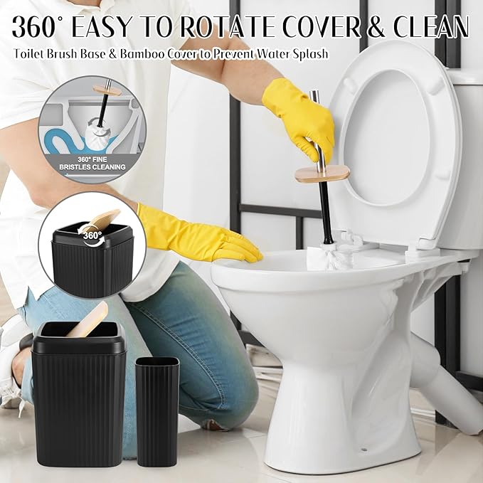 XLHOMO Black Bathroom Accessories Set 17PCS Bathroom Set with 3PCS Soap Dispenser Bathroom Accessory Set Black Trash Can for Bathroom Decor
