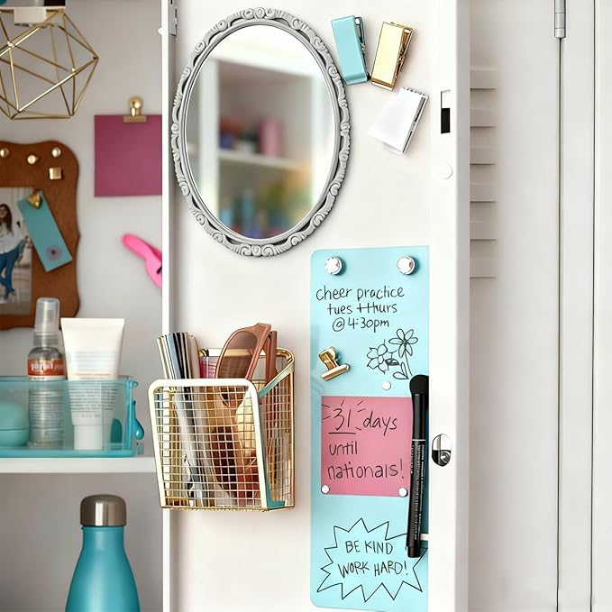 ARTLYMERS Magnetic Locker Mirror, Real Glass Small Mirrors for Lockers with Magnetic Backing, School Locker, Bathroom, Household Refrigerator, Locker Accessory or Office Cabinet (Grey)