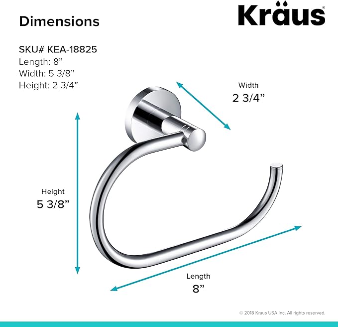 KRAUS Elie Bathroom Towel Ring, Chrome Finish, KEA-18825CH