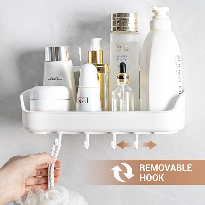 LUXEAR Shower Caddy Suction Cup NO-Drilling Removable Bathroom Shower Shelf Powerful Shower Organizer Basket Waterproof & Oilproof Wall Mounted Storage Rack for Bathroom&Kitchen