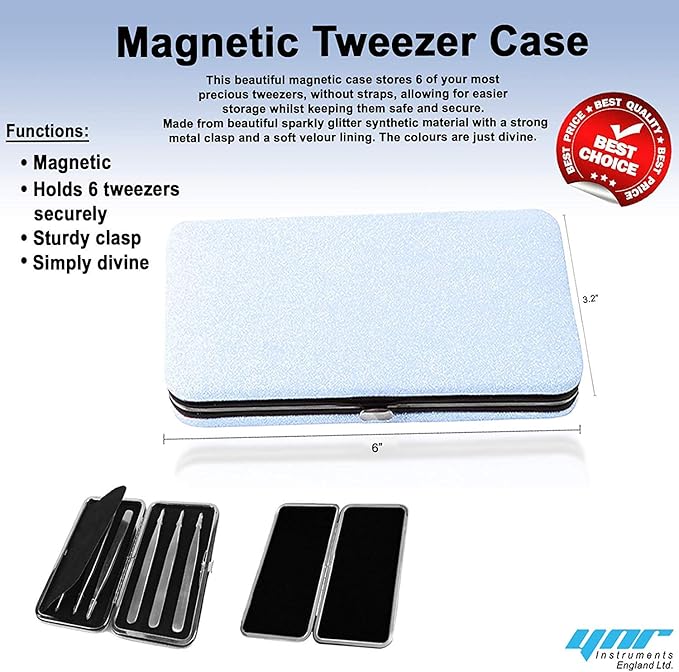 Glittery Magnetic Case for 6 Eyelash Tweezers Light Weight Hidden Magnetic Frame (Purple)