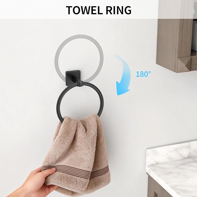 KLJKPA Black Bathroom Accessories Set, 24 inch Towel Racks for Bathroom, Stainless Steel Bathroom Hardware Set, Wall Mounted, 4-Piece