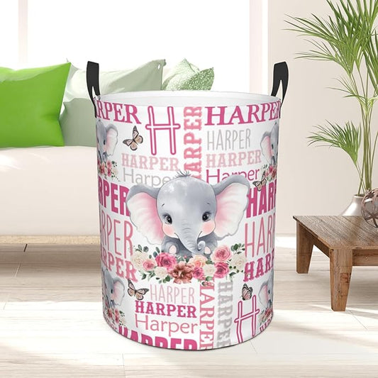 Custom Name Laundry Basket, Personalized Collapsible Laundry Hamper with Name for Bathroom Bedrooms, Customized Dirty Clothes Hamper Storage Basket Gifts for Kids Boys Girls Baby Men Women