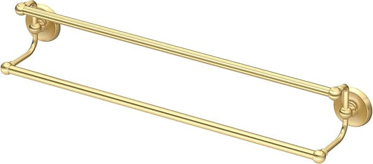 Gatco 5054 Designer II Double Towel Bar, Wall-Mounted Bathroom Towel Holder, 24" Length, Brushed Brass Finish