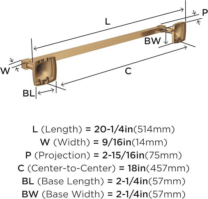 Amerock BH36093CZ | Champagne Bronze Towel Bar | 18 in (457 mm) Towel Rack | Stature | Bathroom Towel Holder | Bathroom Hardware | Bath Accessories