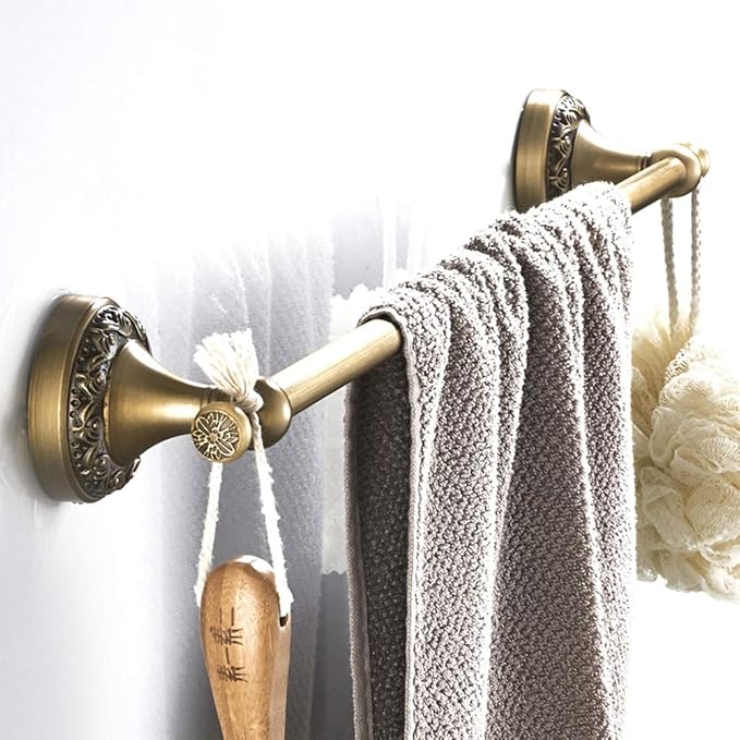 Leyden Antique Towel Bar,Adjustable Towel Holder Rod Brass Bathroom Accessories Expandable 15.2 to 27.8 Inch Vintage Wall Mount