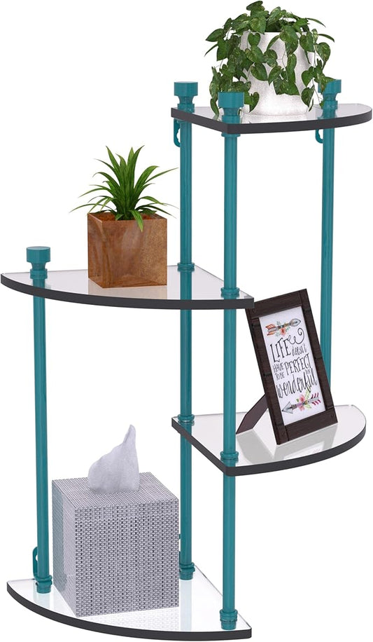 Allied Brass FT-4-GLT 4 Tier Glass Wall Shelf, Glokzin Teal