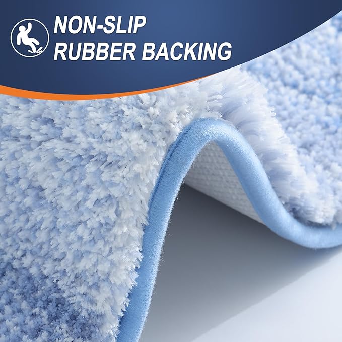 OLANLY Bathroom Rugs Mat 40x24, Extra Soft Absorbent Microfiber Bath Rugs, Rubber Backing, Quick Dry, Machine Washable Bath Mats for Bathroom Floor, Tub and Shower, Home Decor Accessories, Light Blue