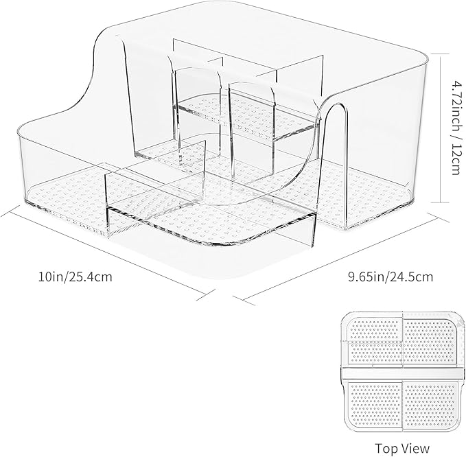Clear Makeup Organizer Countertop ?€? 6 Compartments Cosmetic, Jewelry, Skincare & Perfume Organizer, Vanity and Bathroom Counter Organizer, Multi-Use Makeup Brush Holder