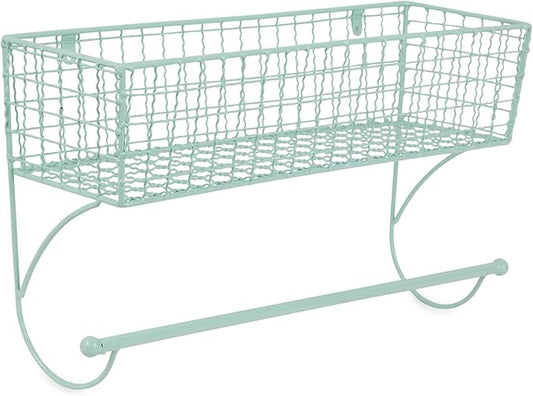 DII Rustic Farmhouse Bathroom Décor, Metal Storage, Large Towel Bar, Aqua