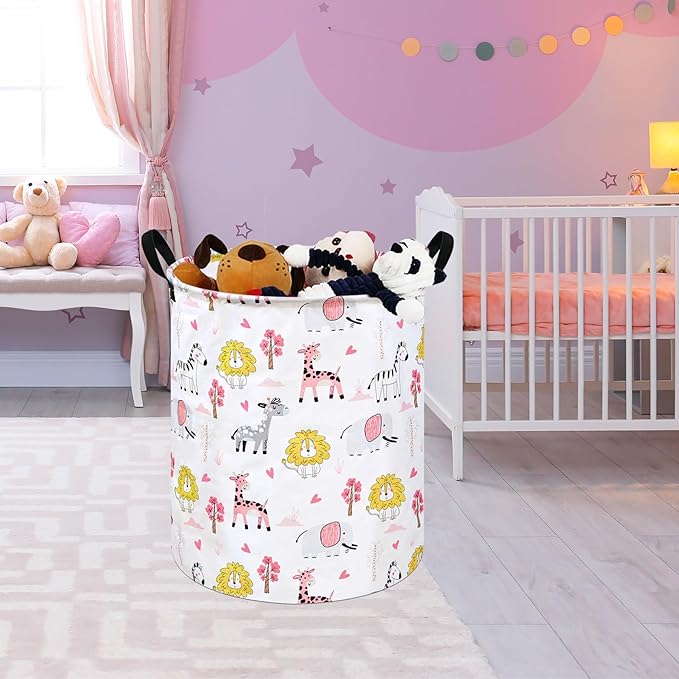 KUNRO Round Laundry Gift Basket Storage Hamper Clothes Storage Basket Organizer Bin with Handles for Nursery Room