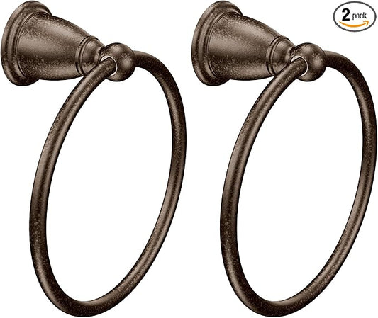 Moen YB2286ORB Brantford Collection Traditional Single Post Bathroom Hand Towel Ring, Oil-Rubbed Bronze (Pack of 2)