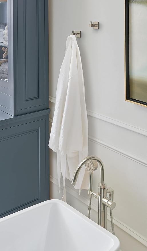Amerock BH36070G10 | Brushed Nickel Single Robe Hook | 1-7/8 in. (48 mm) Length Towel Holder | Appoint | Towel Hook for Bathroom | Bathroom Hardware | Bath Accessories