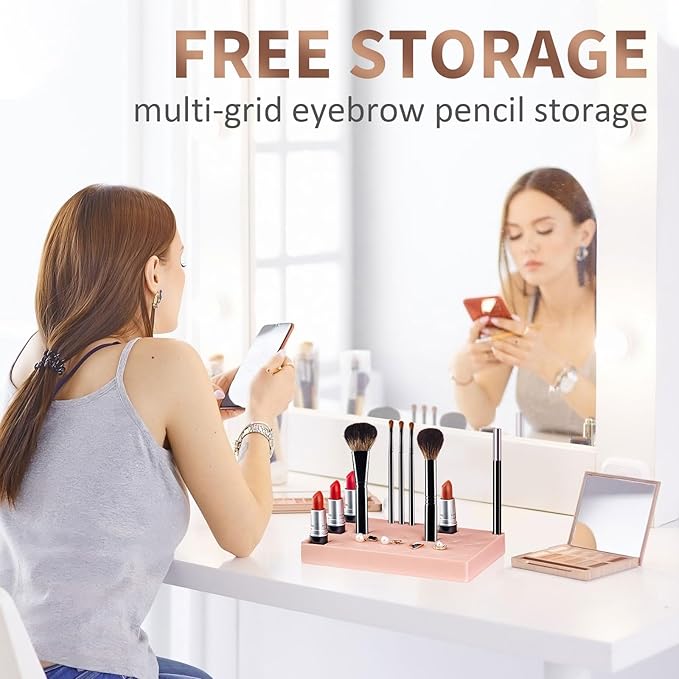 18 Grids Lipsticks Holder & lipstick organizer, 3pcs Lipstick & Makeup Brush Organizer Holder，Silicone Cosmetic Storage Box，skin care organizer & nail polish rack，lipstick holder and organizer