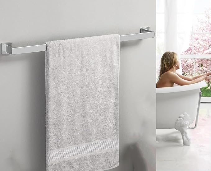 32 Inch Towel Bar for Bathrooms 12/16/20/24/28/32/36 Inch Stainless Steel 304 Brushed Nickel Towel Holder Modern Square Towel Rod Rustproof Wall Mount (1, Brushed Nickel, 32 Inch)