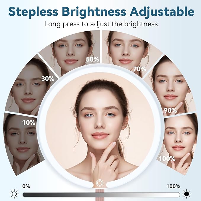 Makeup Mirror with Lights, 4K Ultra-Clear Reflection, Long-Press Adjustable Brightness, 3 Glow Settings, Flexible Multi-Angle Design – Perfect for Makeup and Valentines Day Gifts for Her
