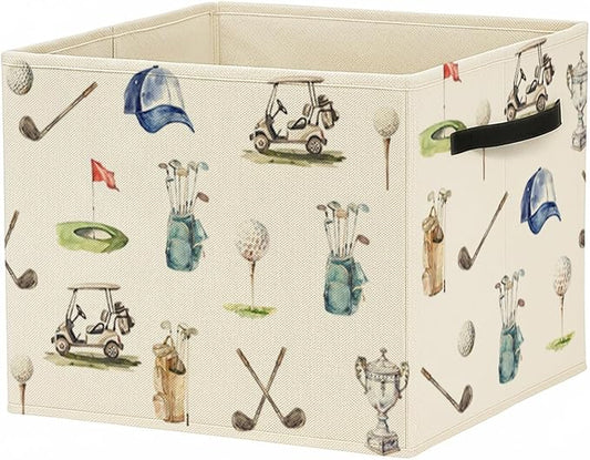 Golf Gifts Storage Bin Box with Handles, Gifts for Golfer Golf Lovers Foldable Baskets Organizer for Bedroom Bathroom Home Sports Room Clothes Toys Books, Toybox for Boys Girls
