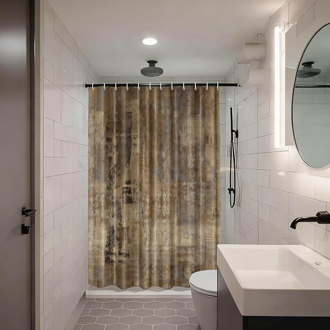 Shrahala Brown Abstract Art Decorative Shower Curtain, Grey Acrylic Bathroom Decor Polyester Fiber Waterproof with Plastic Rings for Shower Stall Bathtubs 72 x 36 in