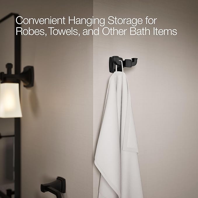 Kohler 27411-BL Riff® Double Robe Hook, Matte Black