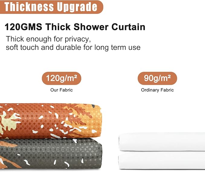 Hokibero Fall Forest Shower Curtain Woodland Nature Tree Plant Fabric Shower Curtains for Bathroom Water Repellent Hotel Quailty Mountain Curtain, 72 x 72 inch, Autumn Yellow