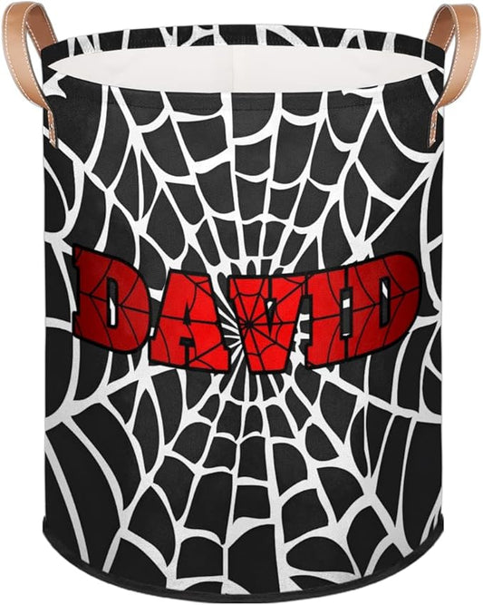 Spider Wed Personalized-Laundry-Hamper-Basket for Kids Custom Name Collapsible Storage Organizer Bin Dirty Clothes Toys Hamper for Boys Nursery in Laundry, Bedroom, Bathroom Hot Red