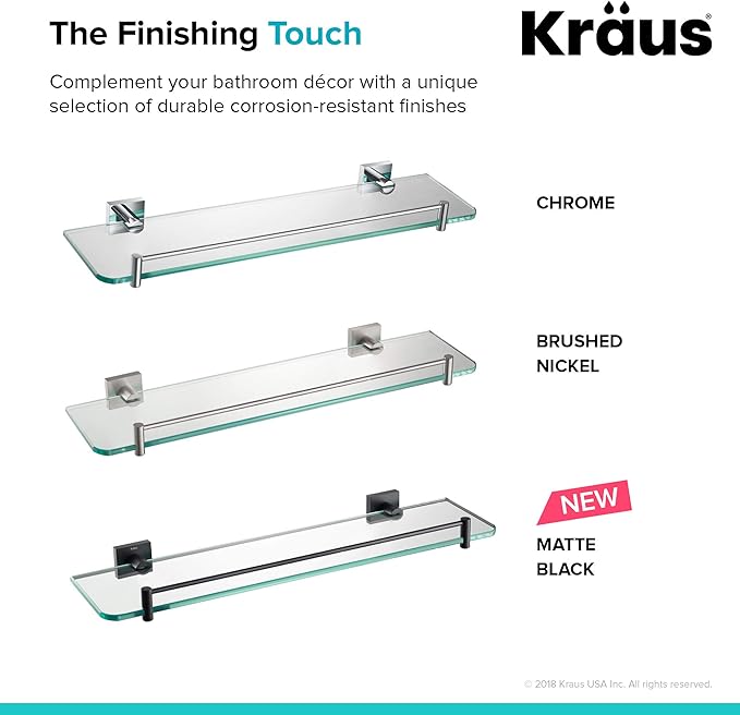 Kraus Ventus Bathroom Shelf, Matte Black Finish, KEA-17745MB