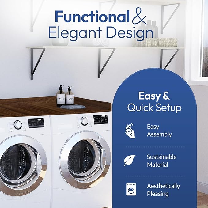 OfficeSimpli Washer Dryer Countertop, Made in USA, Non-Slip Pads, Laundry Room Wood Topper, Washer Dryer Cover for Top, Laundry Countertop, Laminate Finish (California Walnut, Extra Large (30" x 58"))