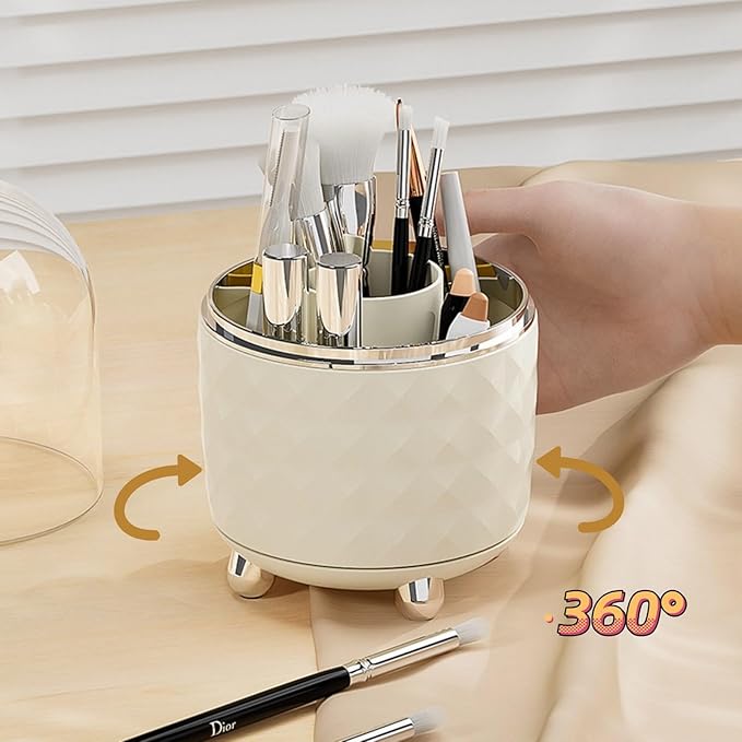 360?? Rotating Makeup Organizer, Spinning Cosmetic Storage Tower with 5 Shelves, for Desktop Vanity Organizer, Bathroom and Stationery (White)