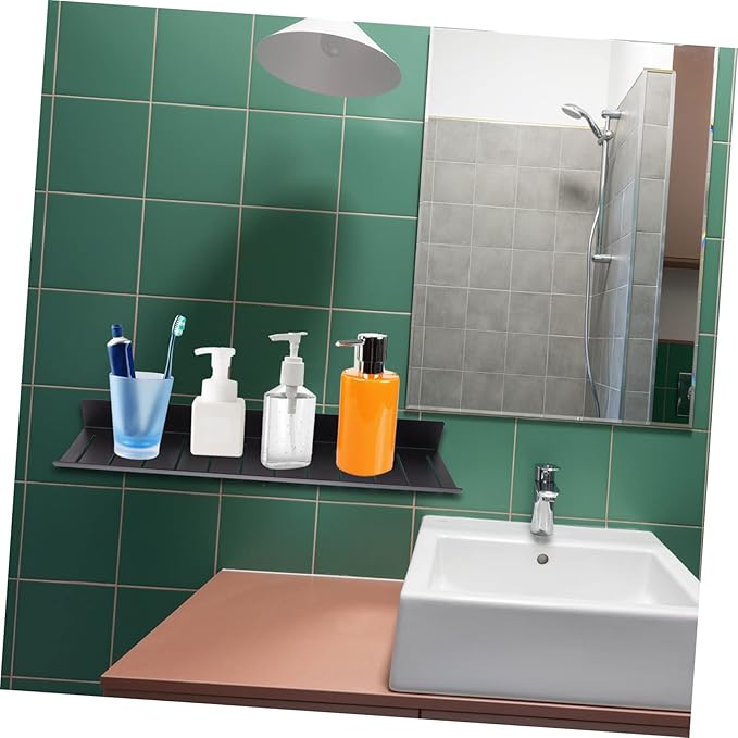 HEALLILY Wall-Mounted Storage Hanging Shelf for Bathroom Over Toilet Shelf Space-Saving Black