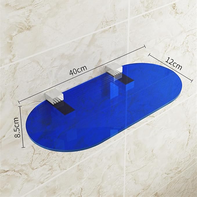Bathroom Shelf Decor, Acrylic Floating Shelves for Wall, Clear Acrylic Display Shelf, Wall Decoration & Storage Shelf for Living Room, Bathroom, Bedroom, Kitchen ,Perfectly Saves Space(Blue,Large)