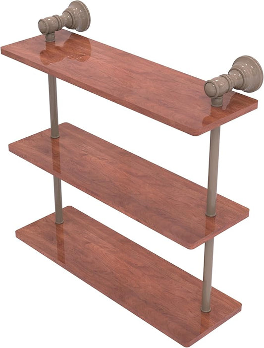 Allied Brass CL-5-16-IRW-SHB Carolina Collection 16 Inch Triple Wood Shelf, Shaded Beige