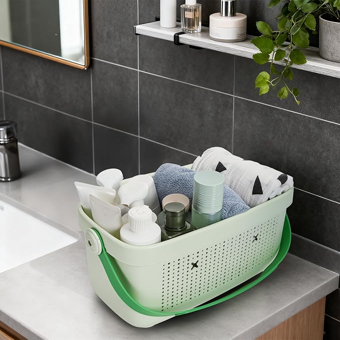 Frcctre 3 Pack Shower Caddy Basket with Handles, Portable Plastic Tote Storage Basket Toiletry Organizer Bin for Bathroom, Kitchen, Pantry, College Dorm, Gym