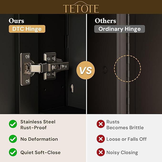 TETOTE 15 x 36 Bathroom Mirror with Storage with Tempered Beveled MirrorBlackMedicine Cabinet Aluminum Cabinet DTC Hinges, Stepless Adjustable Shelves, Recessed/Surface-Mounted