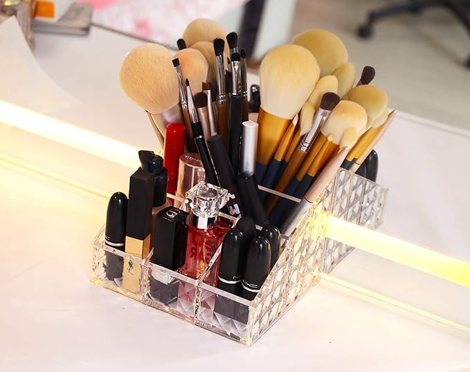 Clear Makeup Organizer for Brushes,Nail Polishes,Perfumes,Lipsticks,Office Supplies,Cosmetic Display Storage Vanity Case for Countertop,Dresser,Bathroom,Bedroom,Office,1025