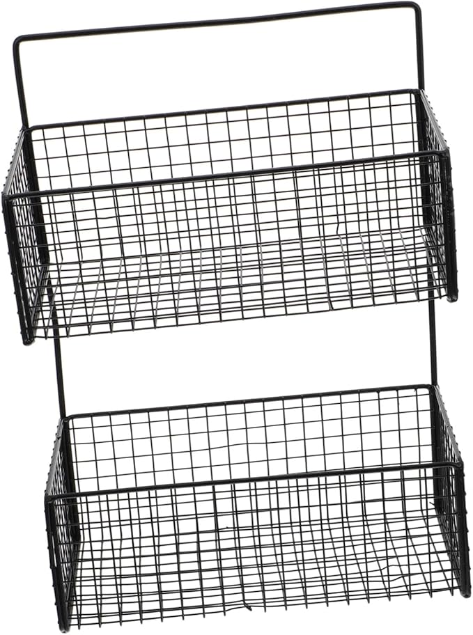 Wall Mounted Bathroom Shelf Dual Layer Multi-Function Storage Rack for Kitchen and Toilet Space-Saving Draining Rack Holder with Stable Iron Construction in Black