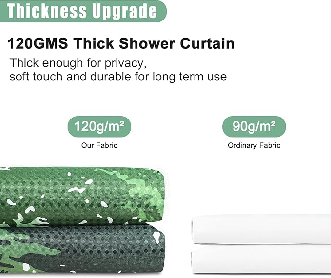 Hokibero Spring Forest Green Plant, Grey Mountain Nature Tree Fabric Shower Curtains for Bathroom Water Repellent Woodland Shower Curtain, 72 x 72 inch