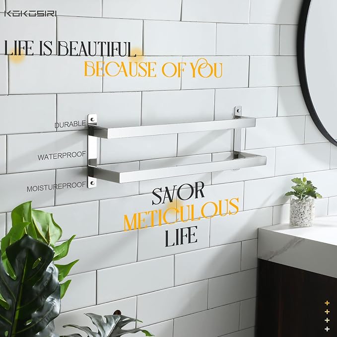 KOKOSIRI Towel Bars Bath Towel Holders 24 Inches Chrome Bathroom 2-Tiers Ladder Towel Rails Wall Mounted Towels Shelves Rack Polished Stainless Steel, B5008CH-L24