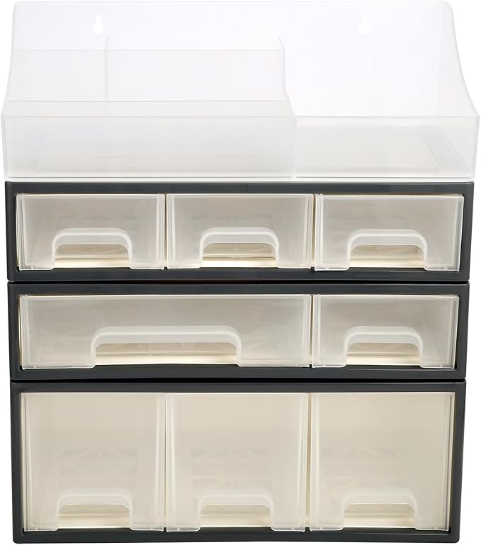Cosmetic Storage Box - Makeup & Drug Organizer, 4-Piece 8-Drawer, 5-Slot, Transparent