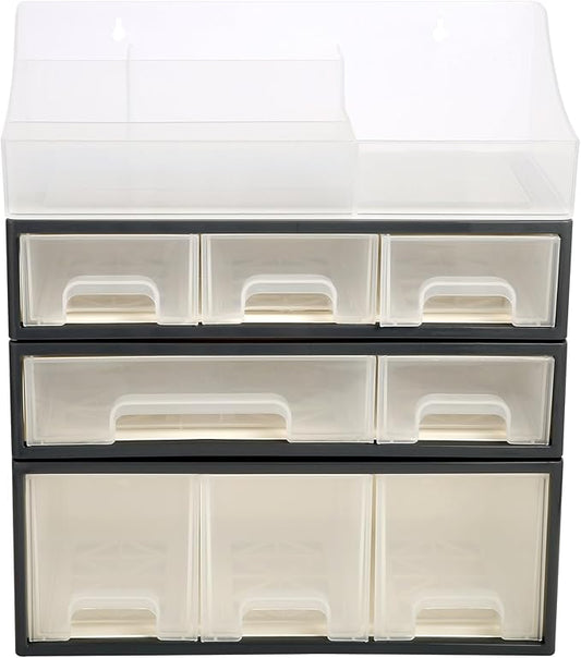 Cosmetic Storage Box - Makeup & Drug Organizer, 4-Piece 8-Drawer, 5-Slot, Transparent